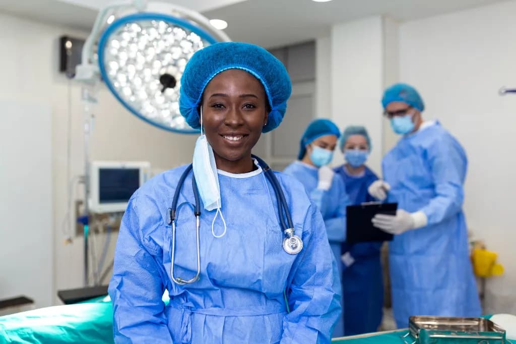 Nigerian doctor in a modern hospital setting with revenue cycle improvement focus – QHS Consultants Ltd
